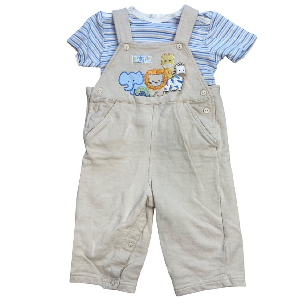 Vintage First Moments Layette‎ Jungle Outfit Size 6-9M Embroidered Animals Knit